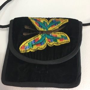 Boho velvet crossbody w/zipper bag also